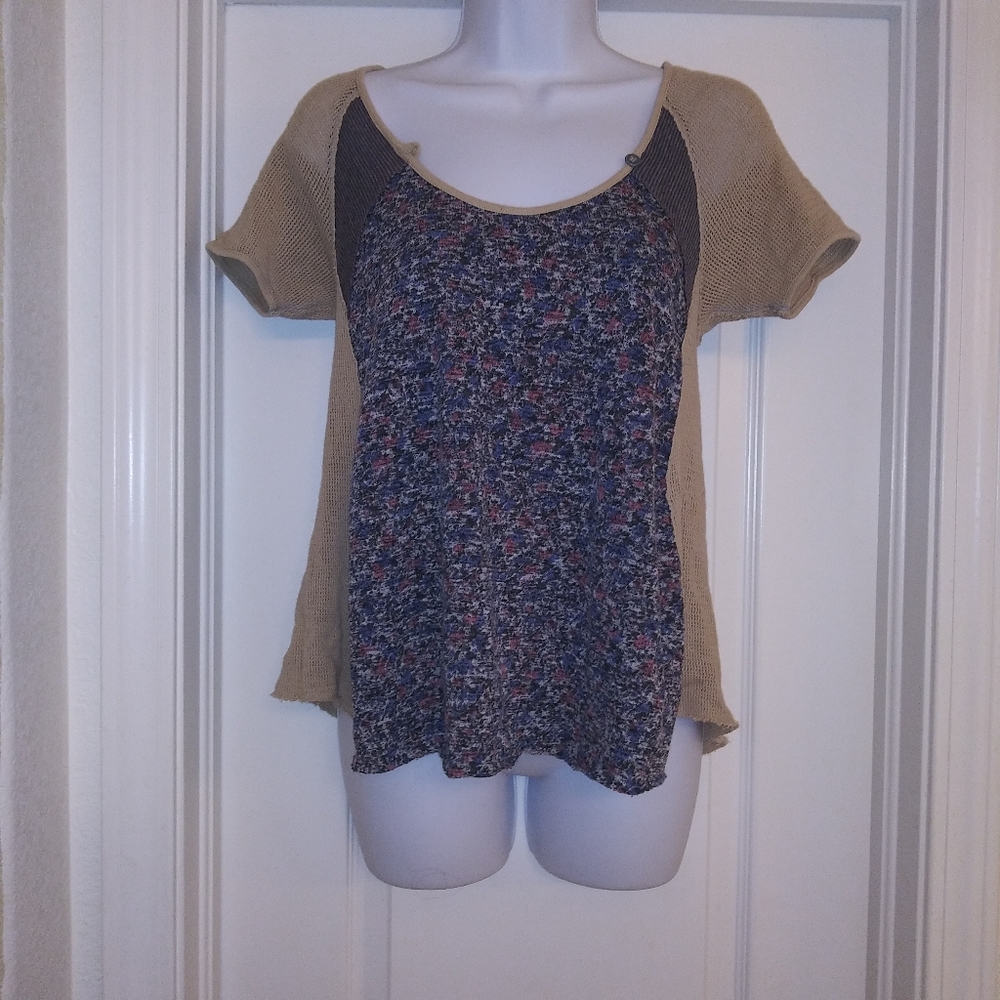 Free People Crochet Floral Top Shirt